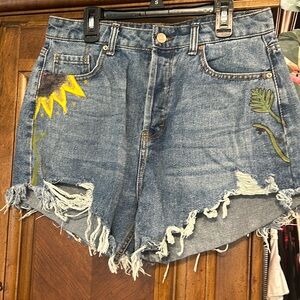 NWOT Hand Painted Jean Shorts